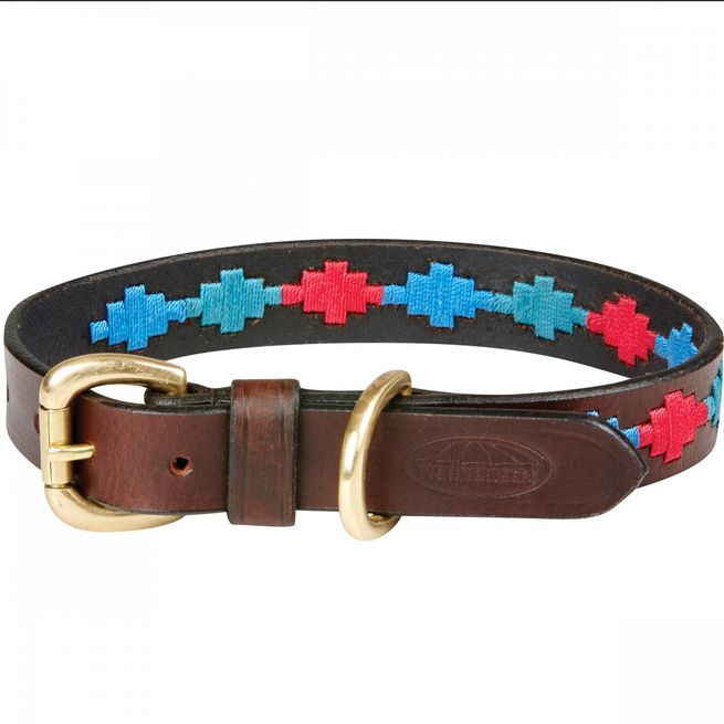 Weatherbeeta Polo Leather Dog Collar (Beaufort Brown/Emerald/Pink/Blue)