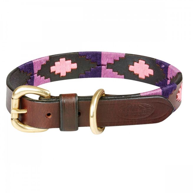 Weatherbeeta Polo Leather Dog Collar (Cowdray Brown/Purple/Purple)