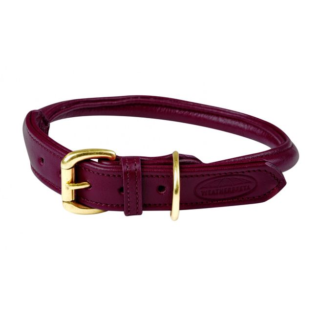 Weatherbeeta Rolled Leather Dog Collar (Maroon)