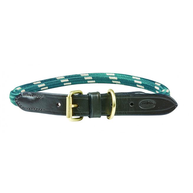 Weatherbeeta Rope Leather Dog Collar (Hunter Green/Brown)