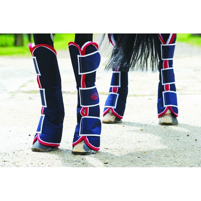 Weatherbeeta Wide Tab Long Travel Boots (Navy/Red/White)