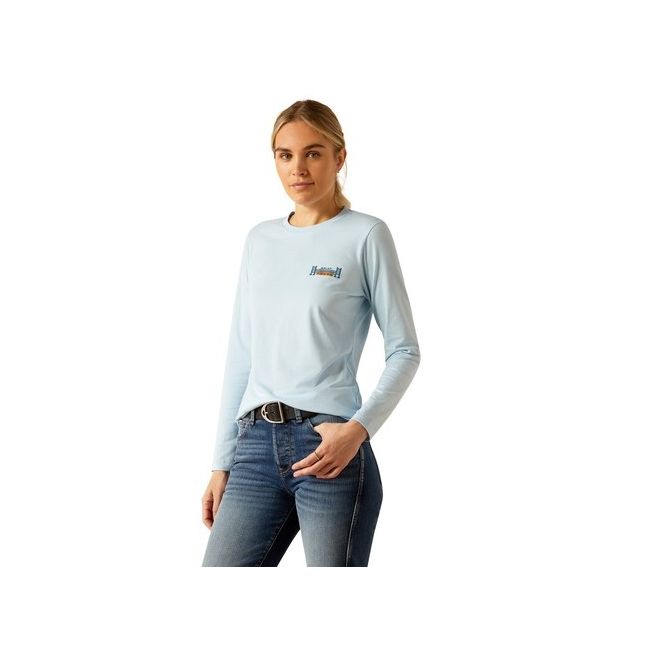 Ariat Women's Course Seal Long Sleeve T-Shirt (Cerulean Heather)
