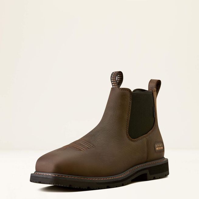 Ariat Mens Groundrancher Chelsea Steel Toe (Dark Brown)