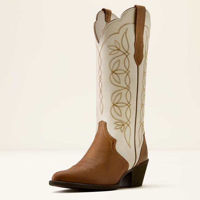 Ariat Womens Heritage Blossom J Toe (Wheat Brown/Buttercream)