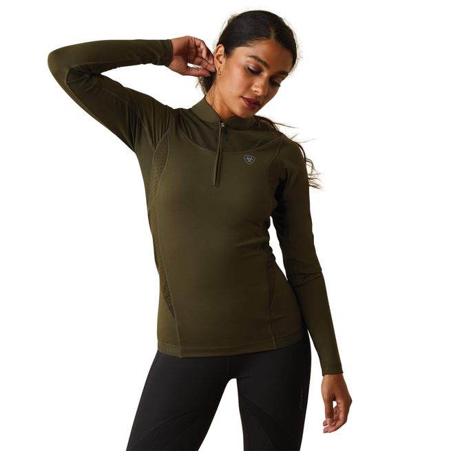 Ariat Womens Ascent 1/4 Zip Long Sleeve Baselayer (Relic)