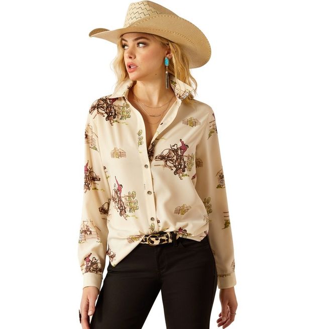 Ariat Womens Homestyle Button Up Shirt (Round Up Print)
