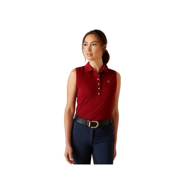 Ariat Womens Prix 2.0 Sleeveless Polo (Sun-Dried Tomato)