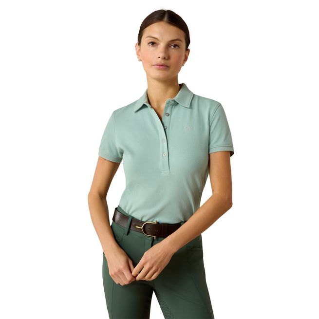 Ariat Womens Prix 3.0 Short Sleeve Polo (Blue Surf)