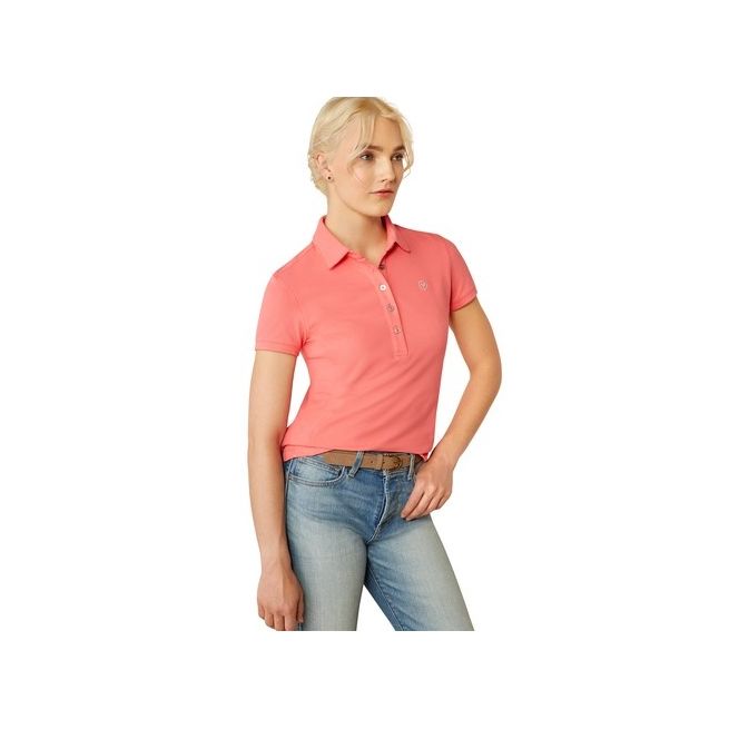 Ariat Womens Prix 3.0 Short Sleeve Polo (Coral Paradise)