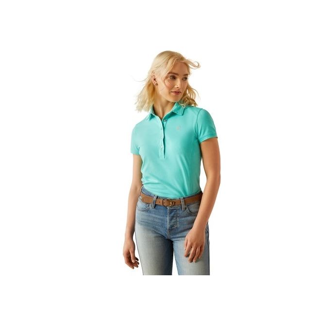 Ariat Womens Prix 3.0 Short Sleeve Polo (Pool Blue)