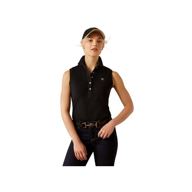 Ariat Womens Prix 3.0 Sleeveless Polo (Black)
