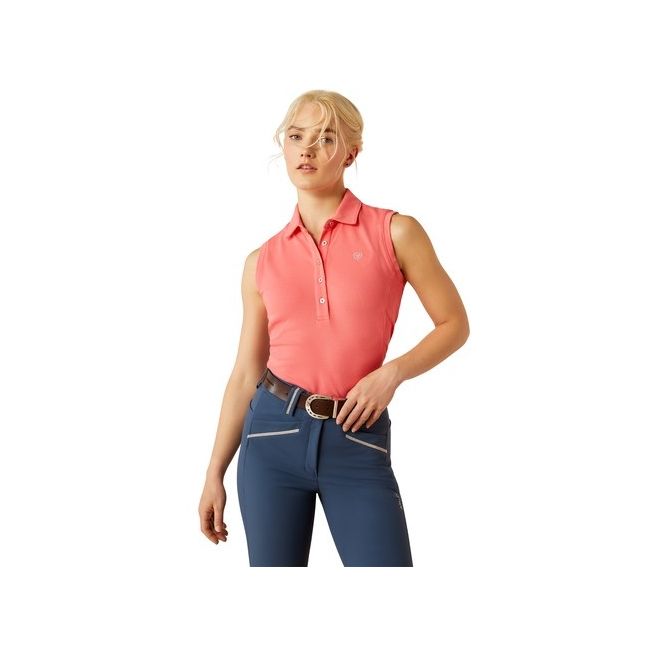Ariat Womens Prix 3.0 Sleeveless Polo (Coral Paradise)