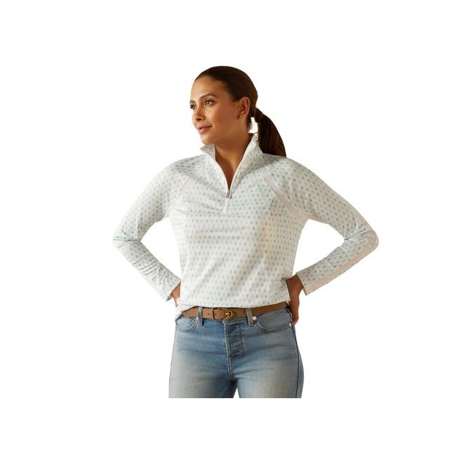 Ariat Womens Sunstopper 3.0 1/4 Zip Baselayer (Beach Glass Print)