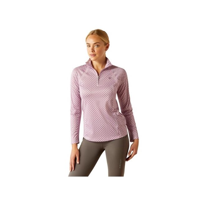 Ariat Womens Sunstopper 3.0 1/4 Zip Baselayer (Lavender Mist Tile)