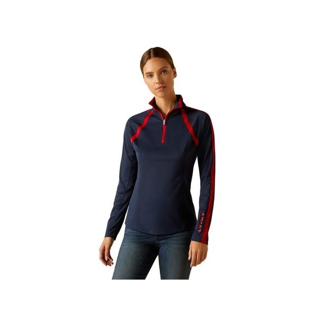 Ariat Womens Sunstopper 3.0 Base Layer (Navy/Red)