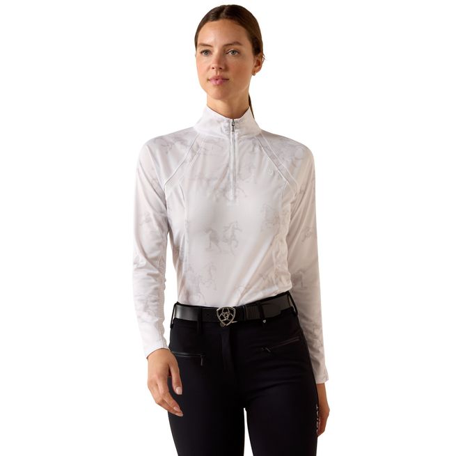 Ariat Womens Sunstopper 3.0 Long Sleeve Baselayer (White Mirage Print)
