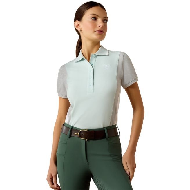 Ariat Womens Taryn Short Sleeve Polo (Starlight Blue/Heather Grey)