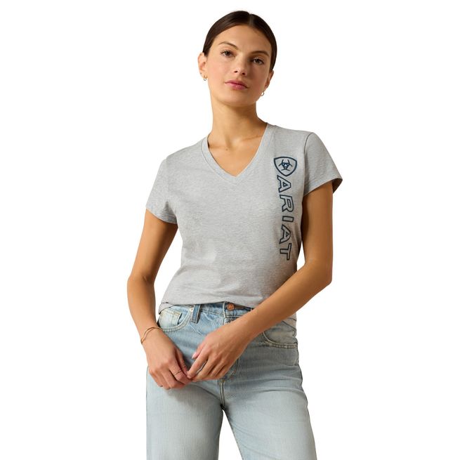 Ariat Womens Vertical Logo Short Sleeve T Shirt (Heather Grey)
