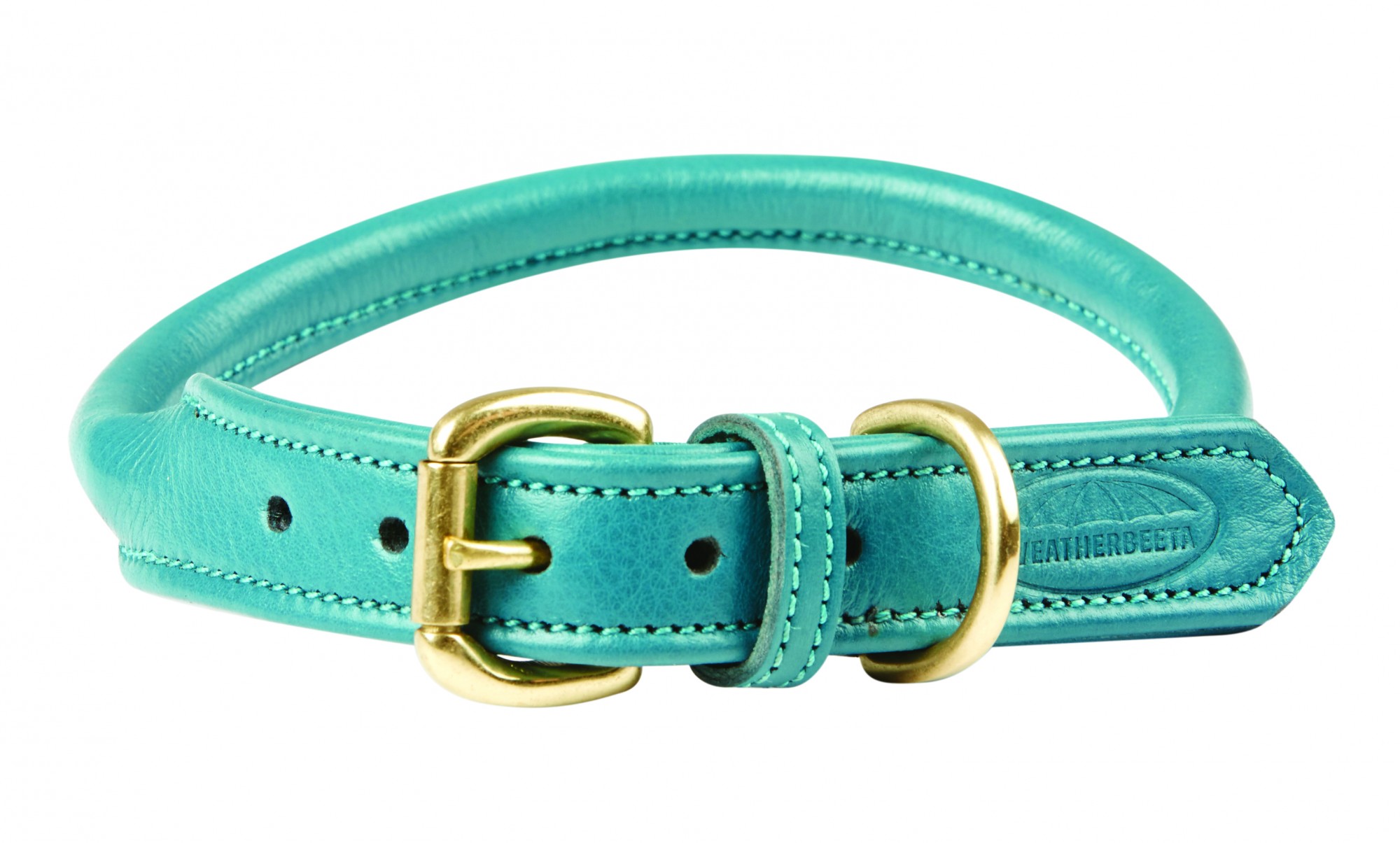 Weatherbeeta Rolled Leather Dog Collar (Teal) Wychanger Barton