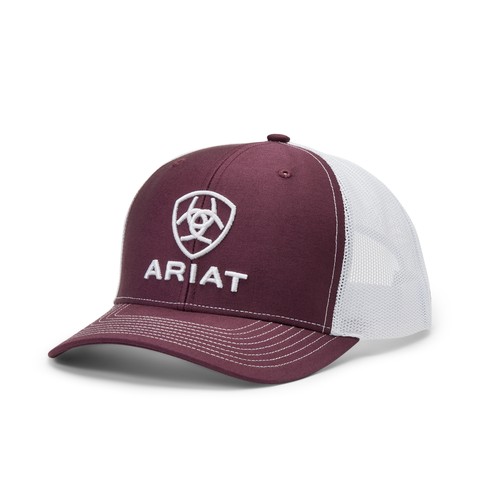 ARIAT Men’s R112 Burgundy Baseball Cap – Adjustable Snapback, Casual Red Hat