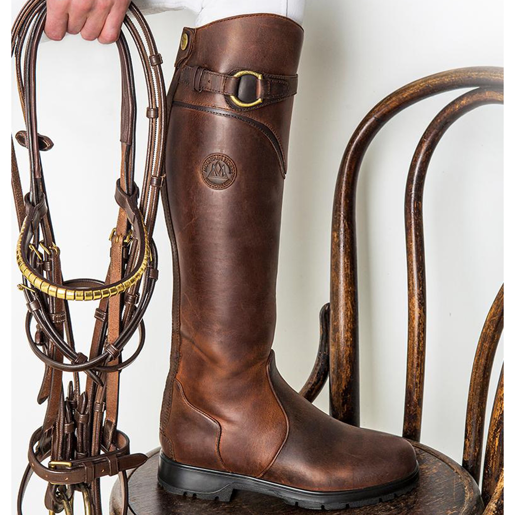 mountain horse spring river long riding boots