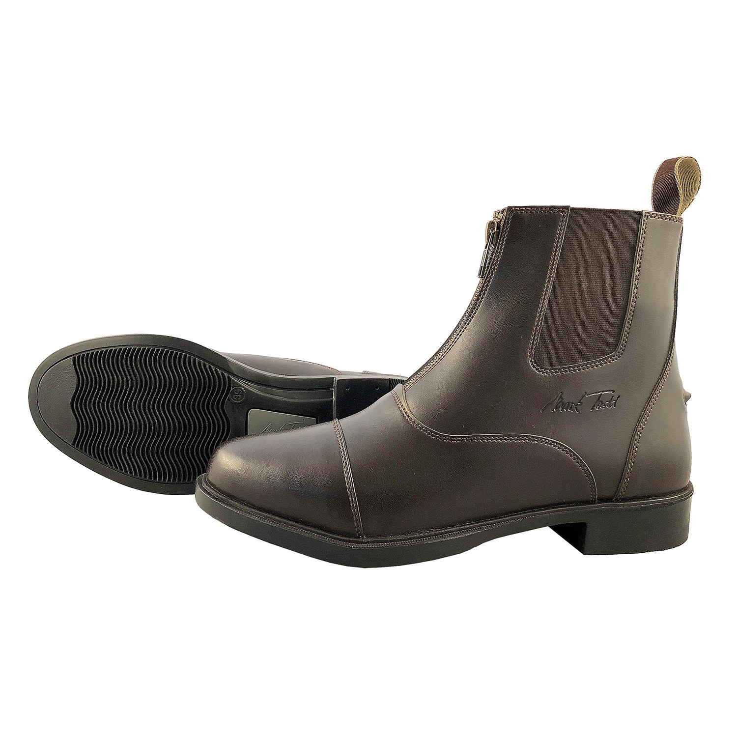 Mark Todd Adults Jodhpur Boots Synthetic Front Zip in Brown