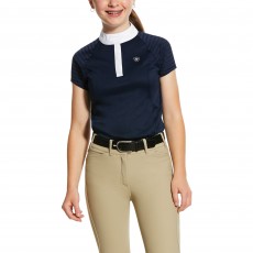Ariat Girl's Aptos Vent Short Sleeve Show Shirt (Navy)