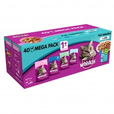 Whiskas 1+ Cat Pouches (Fish Selection In Jelly) 40 for 36 x 100g