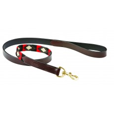 Weatherbeeta Polo Leather Dog Lead (Cowdray Brown/Black/Red/White)
