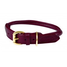 Weatherbeeta Rolled Leather Dog Collar (Maroon)