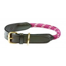 Weatherbeeta Rope Leather Dog Collar (Burgundy/Brown)