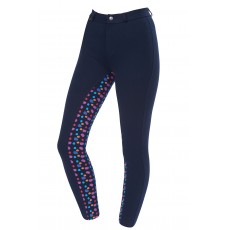 Saxon Warm Up Cotton Euro Seat Jodhpurs II (Navy/Navy Spot Print)