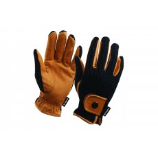 Dublin Adults Crochet Riding Gloves (Natural/Black)