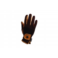 Dublin Adults Crochet Riding Gloves (Natural/Brown)