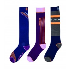 Dublin Adults 3 Pack Socks (Charcoal Neon)