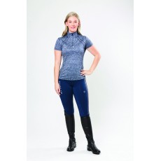 Dublin Ladies Maddison Short Sleeve Technical Airflow 1/4 Zip Top (Blue Indigo Melange)
