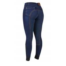 Dublin Ladies Shona Full Suede Seat Denim Breeches (Blue Denim/Navy)