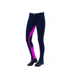 Dublin Ladies Supa-Fit Euro Seat Zip Up Jodhpurs (Navy/Pink)