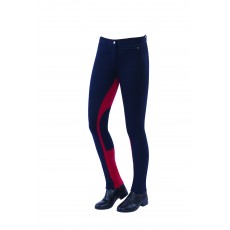 Dublin Ladies Supa-Fit Euro Seat Zip Up Jodhpurs (Navy/Red)