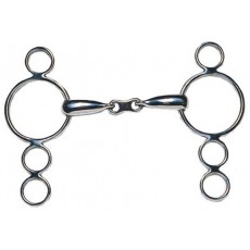 JP Korsteel Stainless Steel French Link 3 Ring Dutch Gag Bit