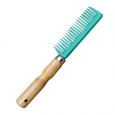 Roma Wood Handle Aluminium Pulling Comb (Blue)
