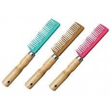 Roma Wood Handle Aluminium Pulling Comb (Brown)