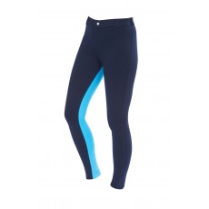 Saxon - Ladies - Warm Up Cotton Euro Seat Jodhpurs II (Navy/Aqua)