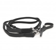 Mark Todd (Clearance) Leather/Rope Draw Reins with Elastic (Black)