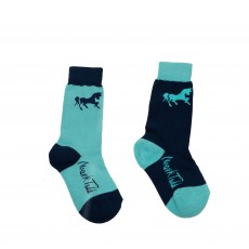 Mark Todd Kids Socks 2 Pack (Navy/Aqua)
