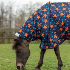 Mark Todd Medium Weight Pony Neck Cover (Navy/Orange Stars)