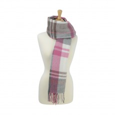 HyFASHION Ladies Supersoft Tartan Scarf (Berry/Grey/White)