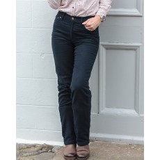Hoggs of Fife Ladies Straight Leg Stretch Moleskin Jeans (Dark Olive)