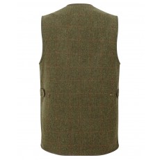 Hoggs of Fife Men's Harewood Lambswool Tweed Shooting Vest (Dark Green Herringbone/Red Overcheck)