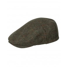 Hoggs of Fife Men's Harewood Lambswool Tweed Waterproof Cap (Dark Green Herringbone/Red Overcheck)